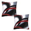 Abstract Red And Black Stripes Throw Pillow Covers 18X18 Inches Set Of 2, Decor Decorative Gray Pillow Case Square Cushion Cover