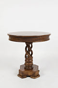 Jofran Inc. Global Archive Solid Mango Wood Hand Carved Pedestal Dining Table