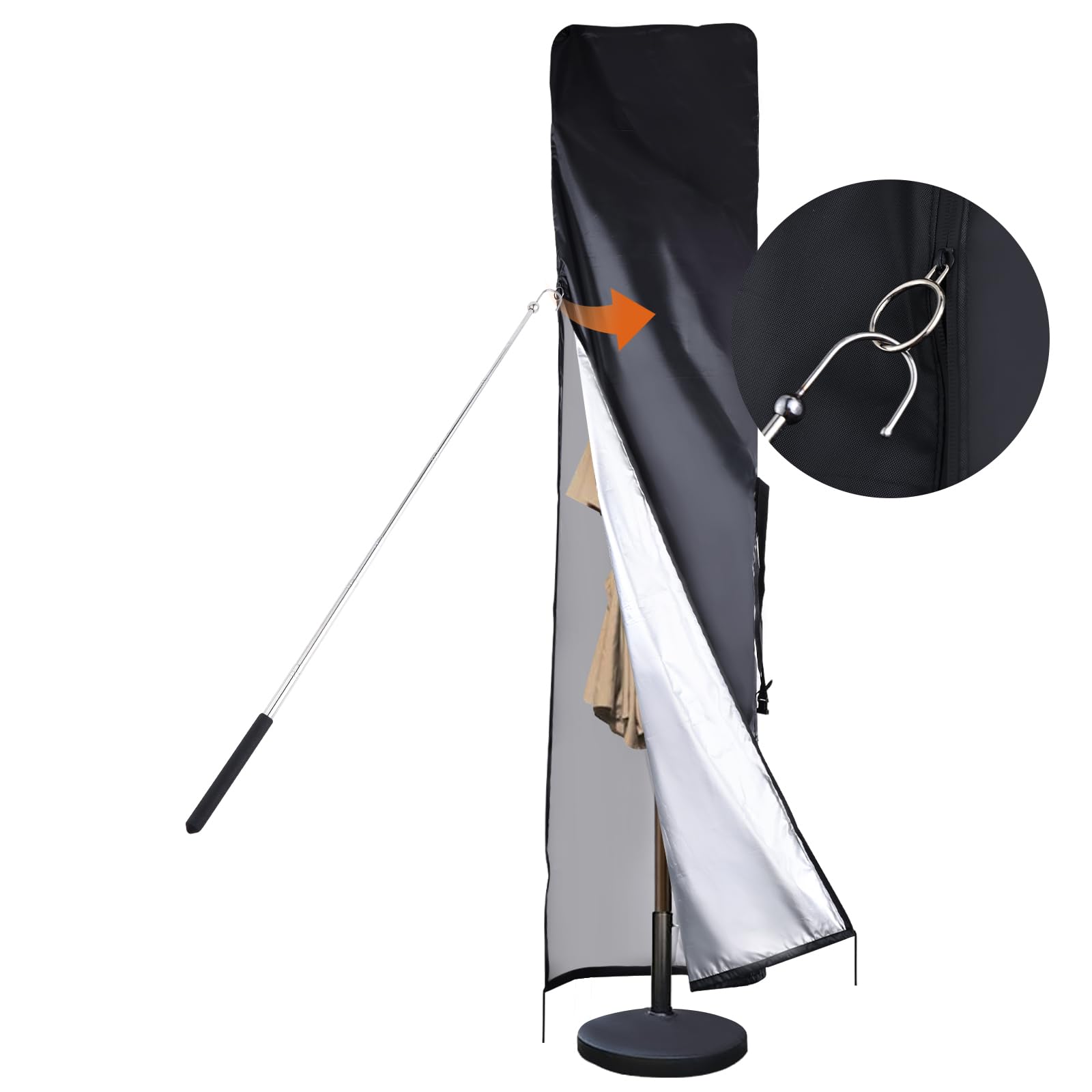 420D Waterproof Outdoor Patio Umbrella Cover Fits 7 To 11Ft Garden Outdoor Umbrellas & 15 Ft Double-Sided Umbrellas,Parasol Cove
