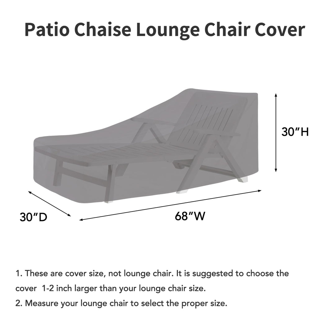 Easy-Going Waterproof Patio Lounge Chair Cover Uv Resistant Outdoor Chaise Lounge Covers With Tape Sealed Seam(2 Pack-68Wx30Dx30H Inch, Grey)