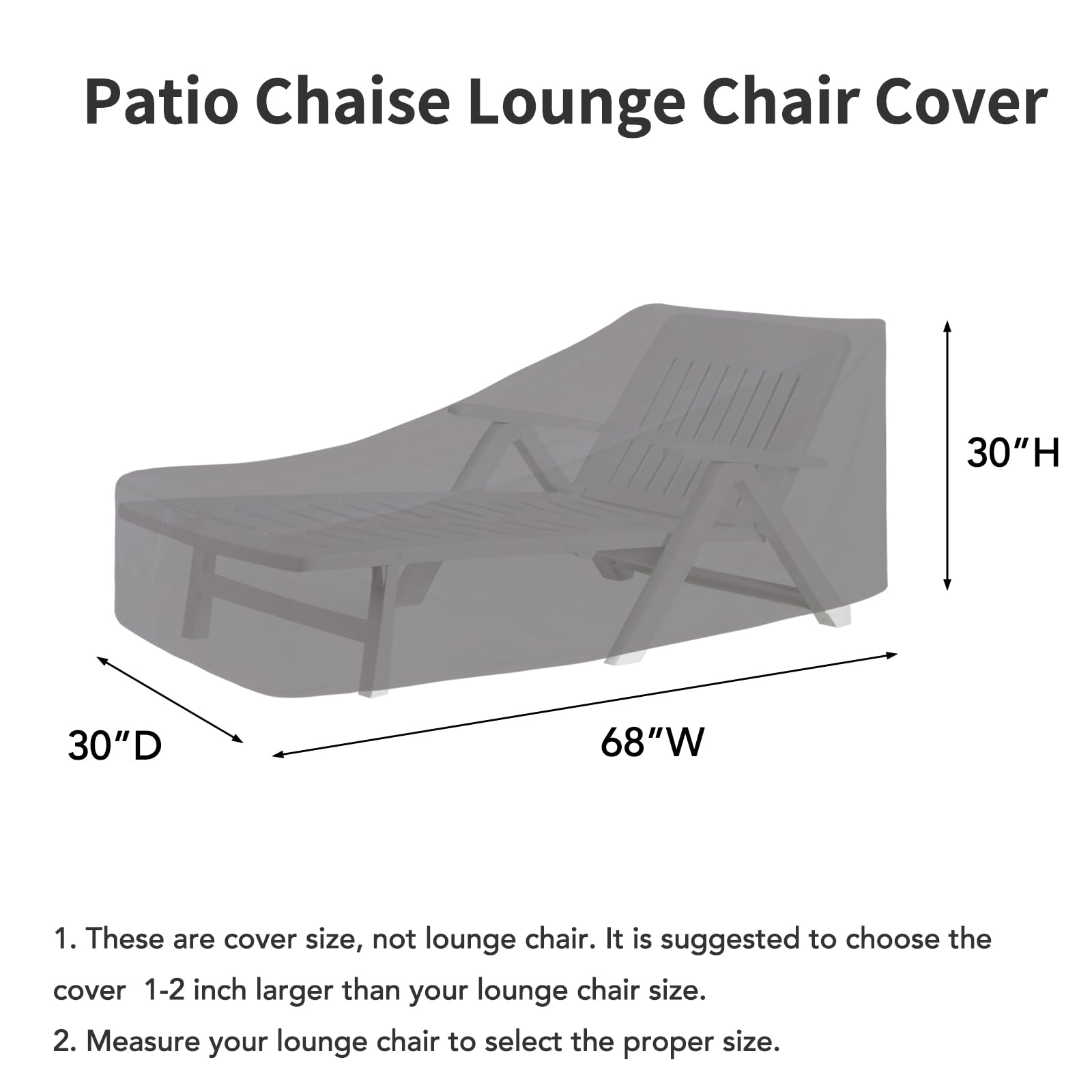 Easy-Going Waterproof Patio Lounge Chair Cover Uv Resistant Outdoor Chaise Lounge Covers With Tape Sealed Seam(2 Pack-68Wx30Dx30H Inch, Grey)