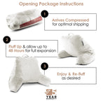 Nestl Reading Pillow Standard Bed Pillow, Back Pillow For Sitting In Bed Shredded Memory Foam Chair Pillow, Reading & Bed Rest Pillows White Back Pillow For Bed, Bed Chair Arm Pillow With Pockets