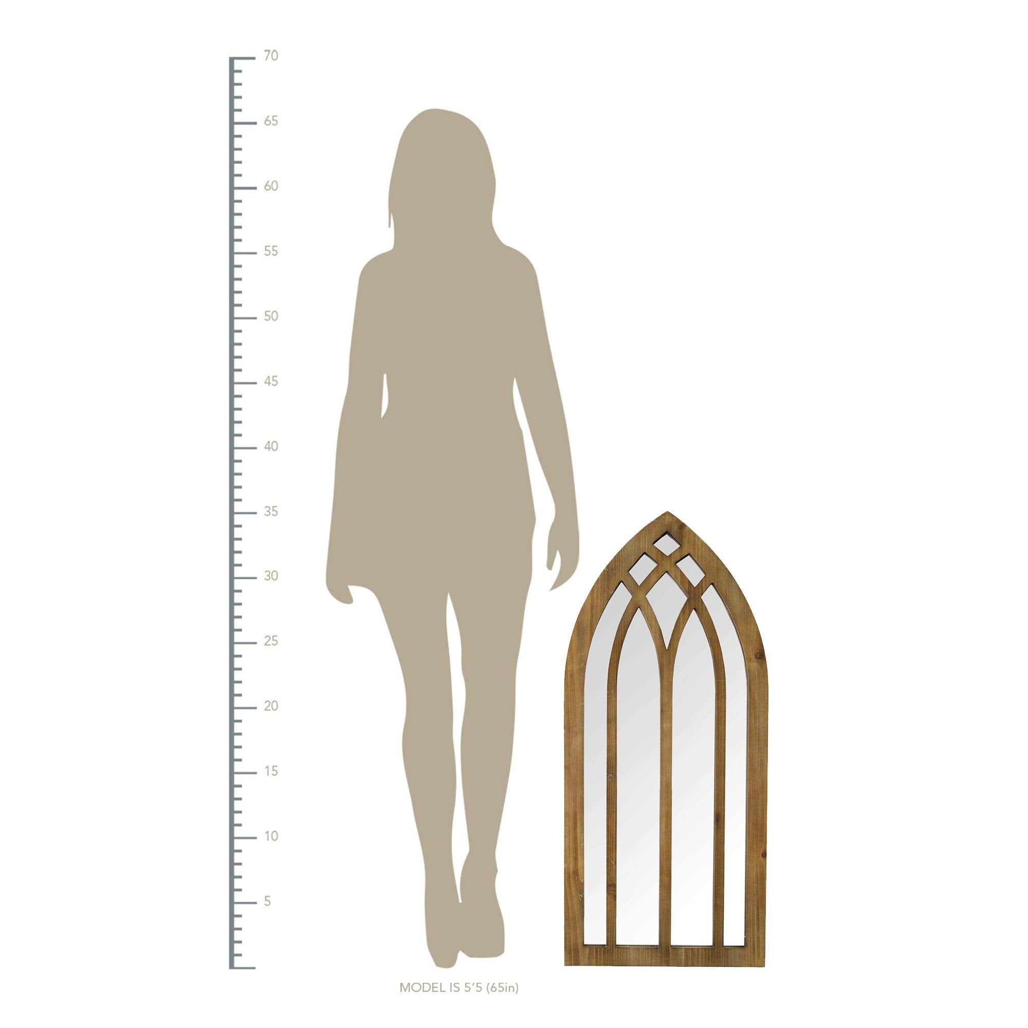 Stratton Home Décor Stratton Home Decor 36&quot; Francis Arch Wall Mirror, 15.75W X 1.00D X 36.00H, Natural Wood