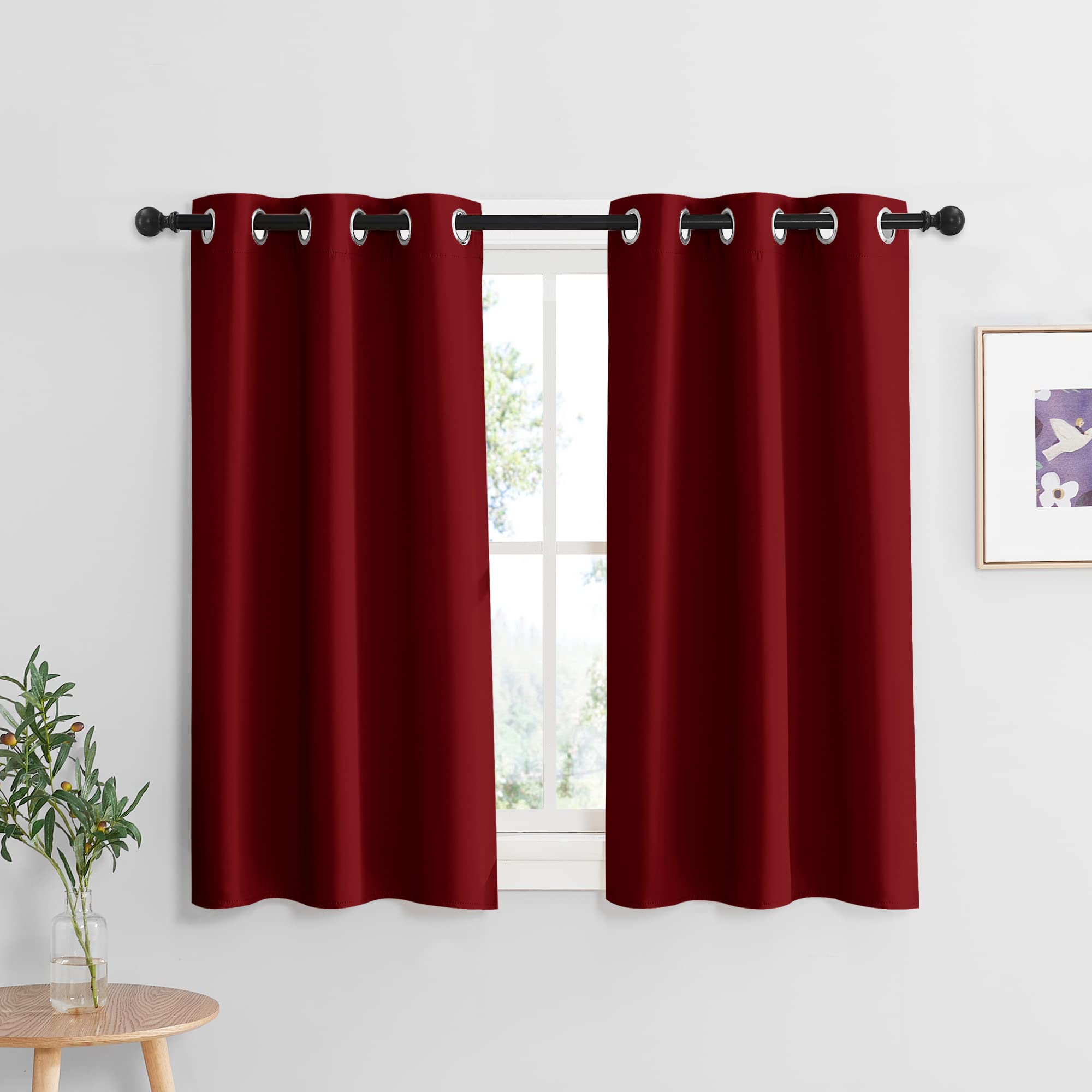 RYB HOME Closet Curtains 45 inches, Room Darkening Curtain Drapes with Rustproof Eyelet Privcay Shades Holiday Window Treatment 