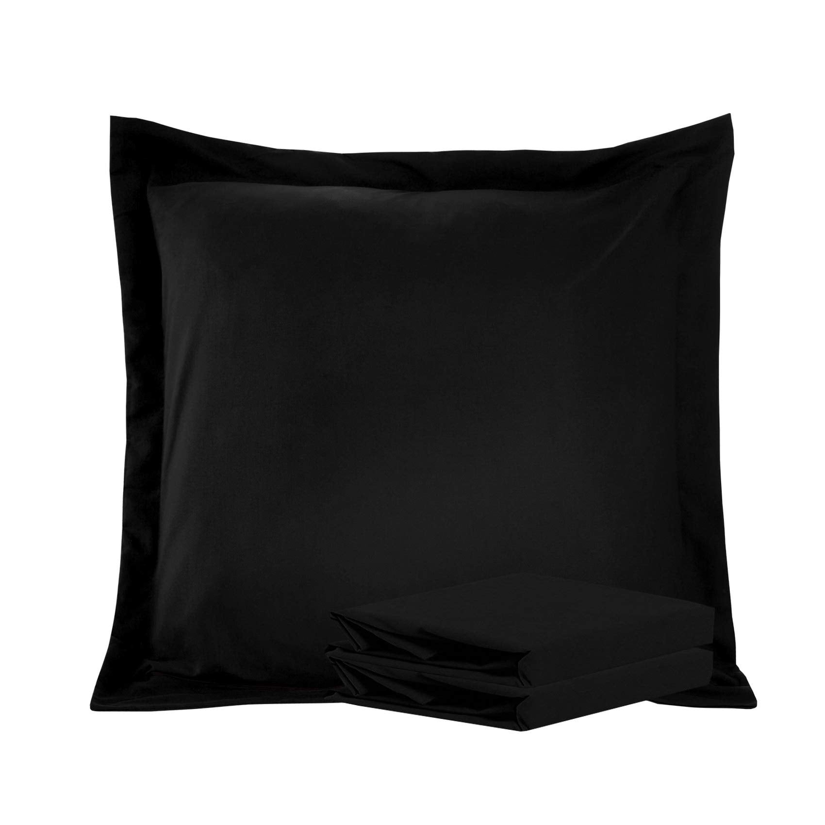 Ntbay 100% Brushed Microfiber 26X26 Euro Pillow Shams Set Of 2, Super Soft And Cozy European Throw Pillow Covers, Wrinkle, Fade, Stain Resistant Square Pillow Cases, Black