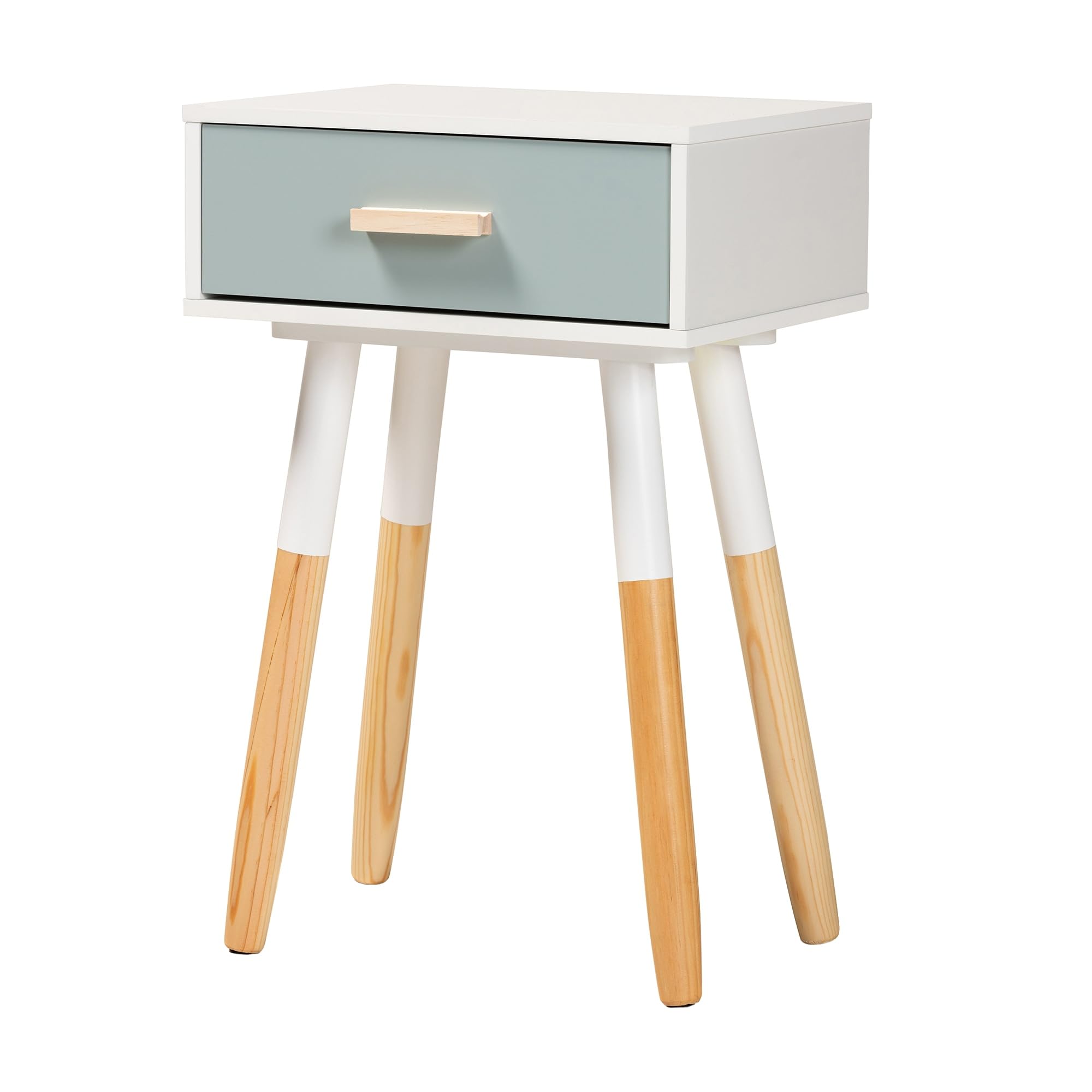 Baxton Studio Ilana Modern Transitional Oak Brown Finished and Multi-Colored Wood 1-Drawer Nightstand