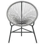 vidaXL Gray Moon Chair - Poly Rattan Patio Furniture - Water-Resistant Outdoor Chair with Powder-Coated Steel Frame for Garden and Patio