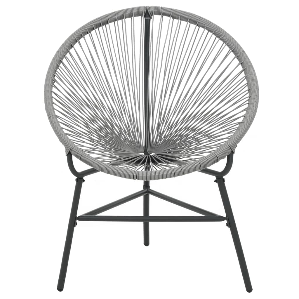 vidaXL Gray Moon Chair - Poly Rattan Patio Furniture - Water-Resistant Outdoor Chair with Powder-Coated Steel Frame for Garden and Patio