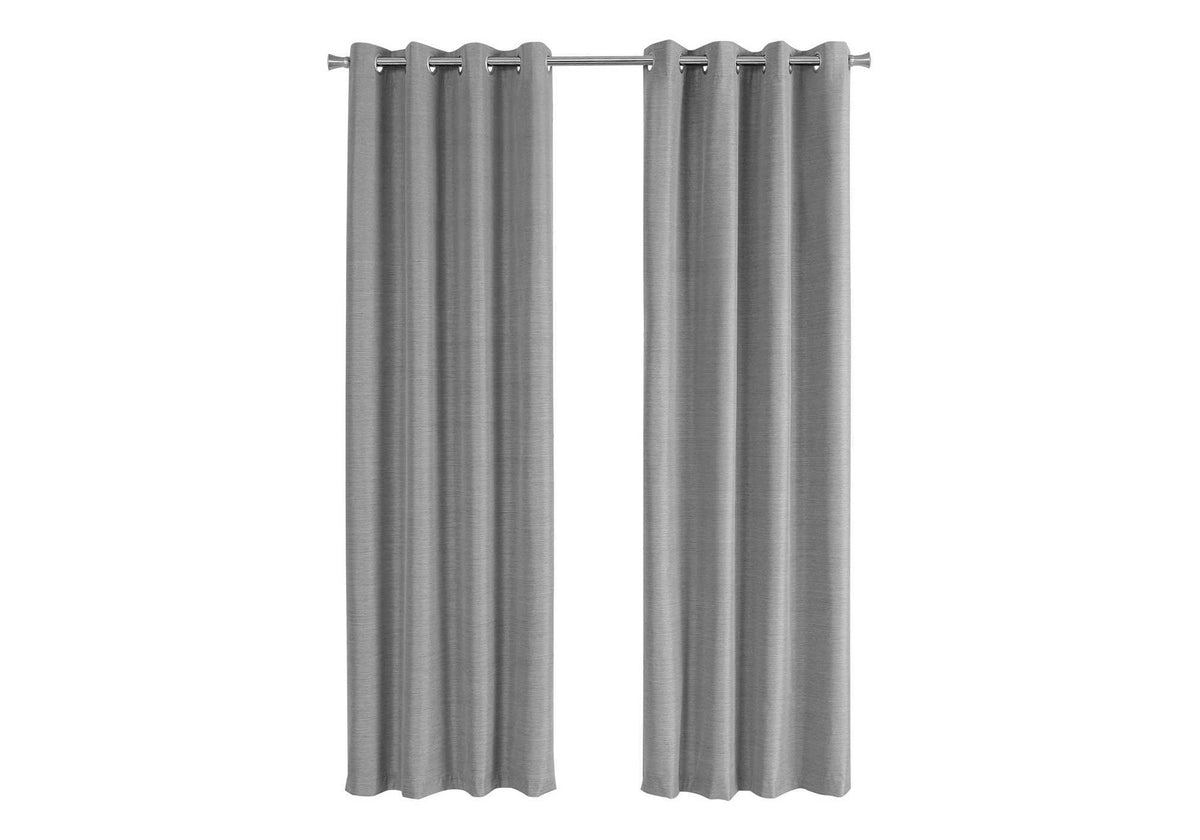 Monarch Specialties Curtain Panel Blackout, Textured Finish 95&quot;H Grey