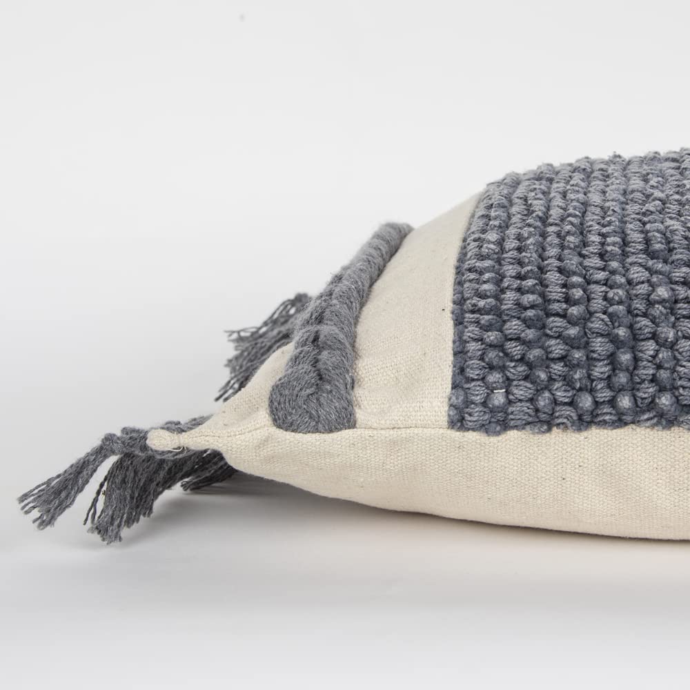 Rizzy Home 14" x 26" Poly Filled Pillow with Woven Cotton Cover-Gray