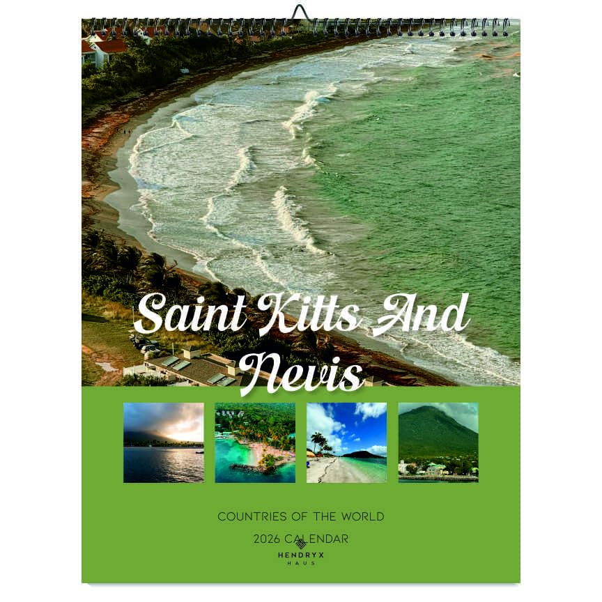 Saint Kitts And Nevis 2026 Wall Calendar - Scenic Photography, 12-Month Planner, 14.5x18.25 Inches, January to December - Holida