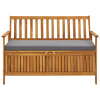 vidaXL Patio Storage Bench 47.2", Solid Acacia Wood, Dark Gray Cushion, Ample Storage Compartment, Rustic Style, Home and Garden Furniture