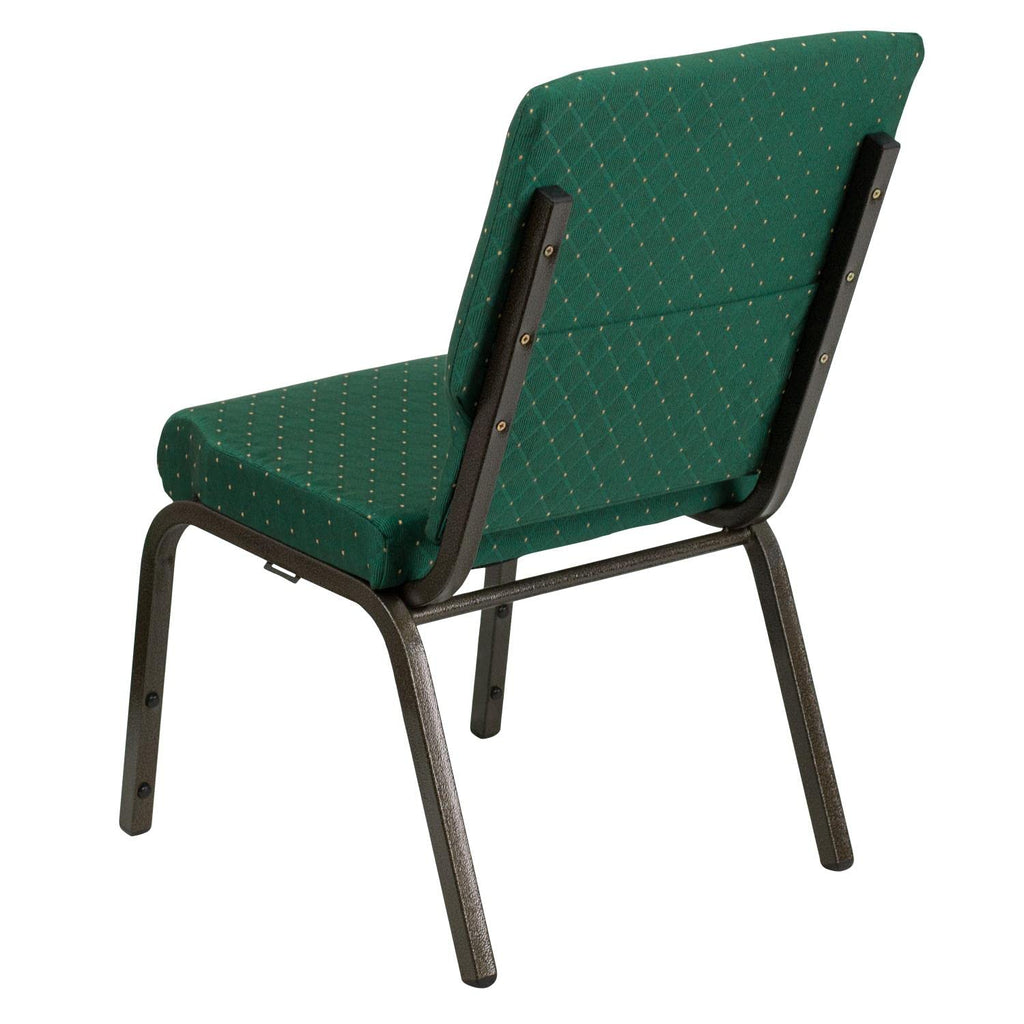 Flash Furniture Hercules Series 18.5''W Stacking Church Chair In Green Patterned Fabric - Gold Vein Frame