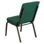 Flash Furniture Hercules Series 18.5''W Stacking Church Chair In Green Patterned Fabric - Gold Vein Frame