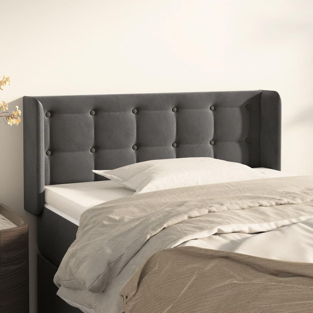 vidaXL Headboard, Upholstered Headboard for Bed Home, Bed Headboard with Ears, Bedroom Furniture, Dark Gray 40.6"x6.3"x30.7"/34.6" Velvet