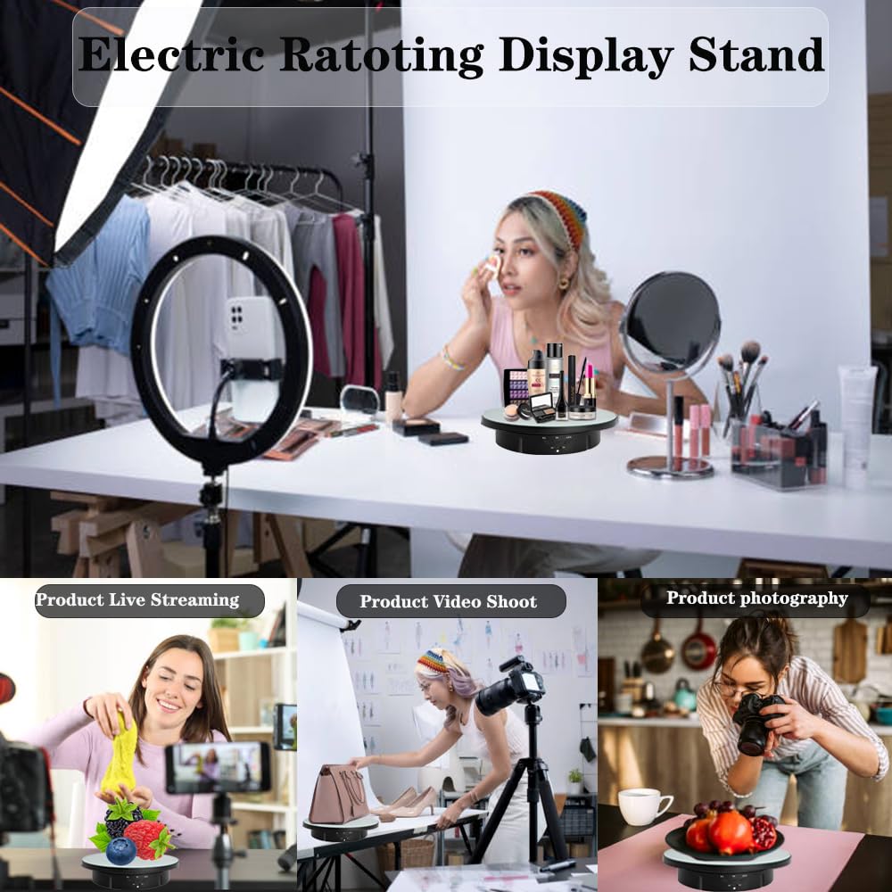 Jayegt 2 In 1 / 3 In 1 Motorized Rotating Display Stand With Replacement Cover,Max 22Lbs Load , 360 Degree Electronic Turntable