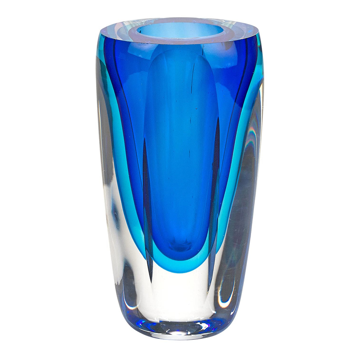 HomeRoots 6' Mouth Blown Blue Art Glass Vase