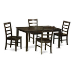 East West Furniture CAPF5-CAP-W 5 Piece Dining Room Table Set Includes a Rectangle Kitchen Table and 4 Dining Chairs, 36x60 Inch, Cappuccino