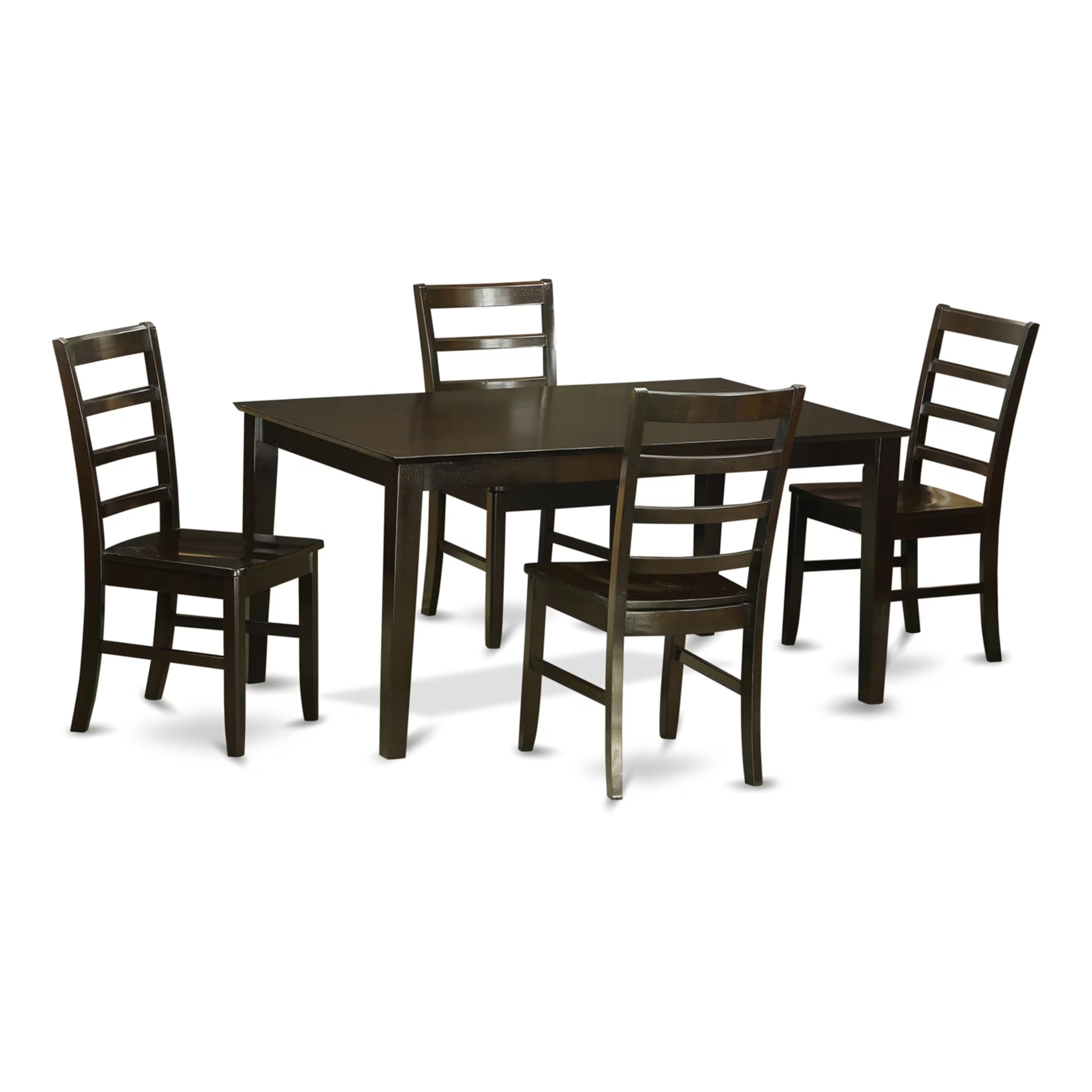 East West Furniture CAPF5-CAP-W 5 Piece Dining Room Table Set Includes a Rectangle Kitchen Table and 4 Dining Chairs, 36x60 Inch, Cappuccino