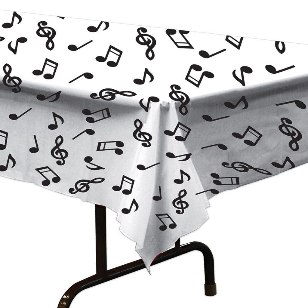 Beistle Musical Notes Tablecover, 54” X 108” – Plastic Table Cloth, Music Notes Party Decorations, Music Themed Party Decorations, Music Decorations, Music Birthday Decorations