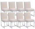 Cimota Modern Dining Chairs Set Of 8, Upholstered Dining Room Chairs Armless Guest Side Chair With Chrome Base For Dining Room/K