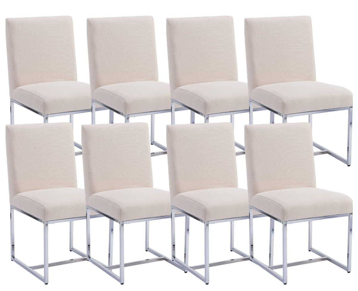 Cimota Modern Dining Chairs Set Of 8, Upholstered Dining Room Chairs Armless Guest Side Chair With Chrome Base For Dining Room/K