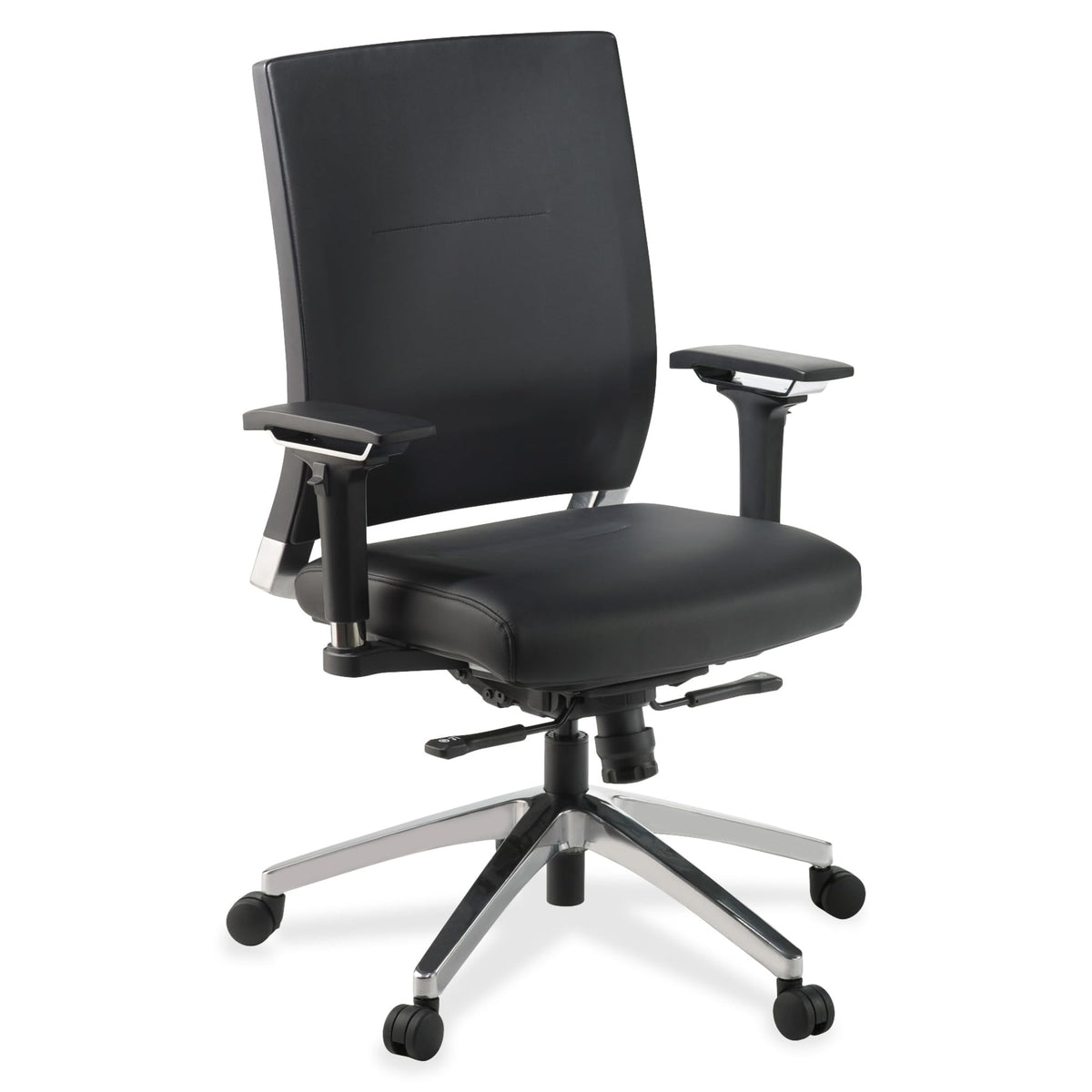 Lorell Lower Back Swivel Executive Chair, Black Leather