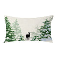 Feleniw Merry Christmas Pine Cedar Trees Reindeer Snow For Holiday Lumbar Decorative Throw Pillow Cover Cushion Case Cotton Line