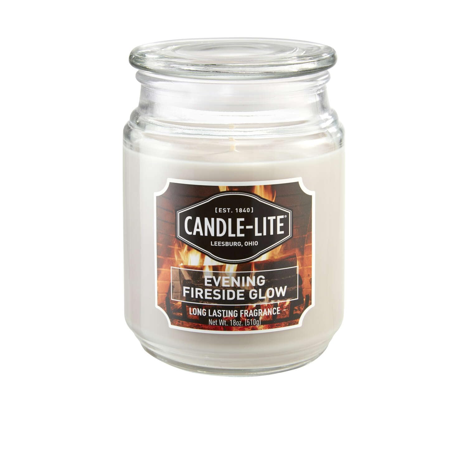 Candle-Lite Scented Evening Fireside Glow Fragrance, One 18 oz. Single-Wick Aromatherapy Candle with 110 Hours of Burn Time, Off