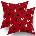 Valentines Day Pillow Covers 18X18 Set Of 2 Red Black Love Heart Holiday Decorative Throw Pillows Romantic Valentine Themed Gift