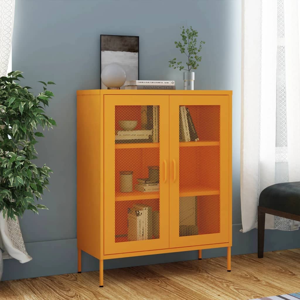 vidaXL Storage Cabinet File Cabinet Office Filing Cabinet Mustard Yellow Steel