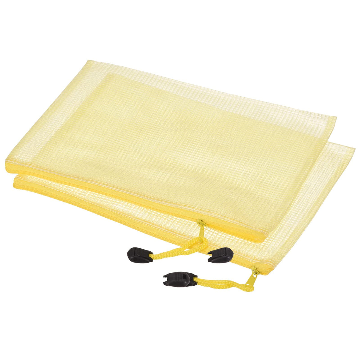 Meccanixity Mesh Zipper Bags, B8 Size File Document Pockets Bill Pouch Folders For Office Home Supply, Yellow Pack Of 3