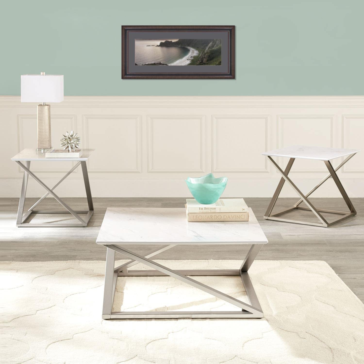 Steve Silver Zurich 3-Piece Occasional Table Set with White Finish ZU1003PC