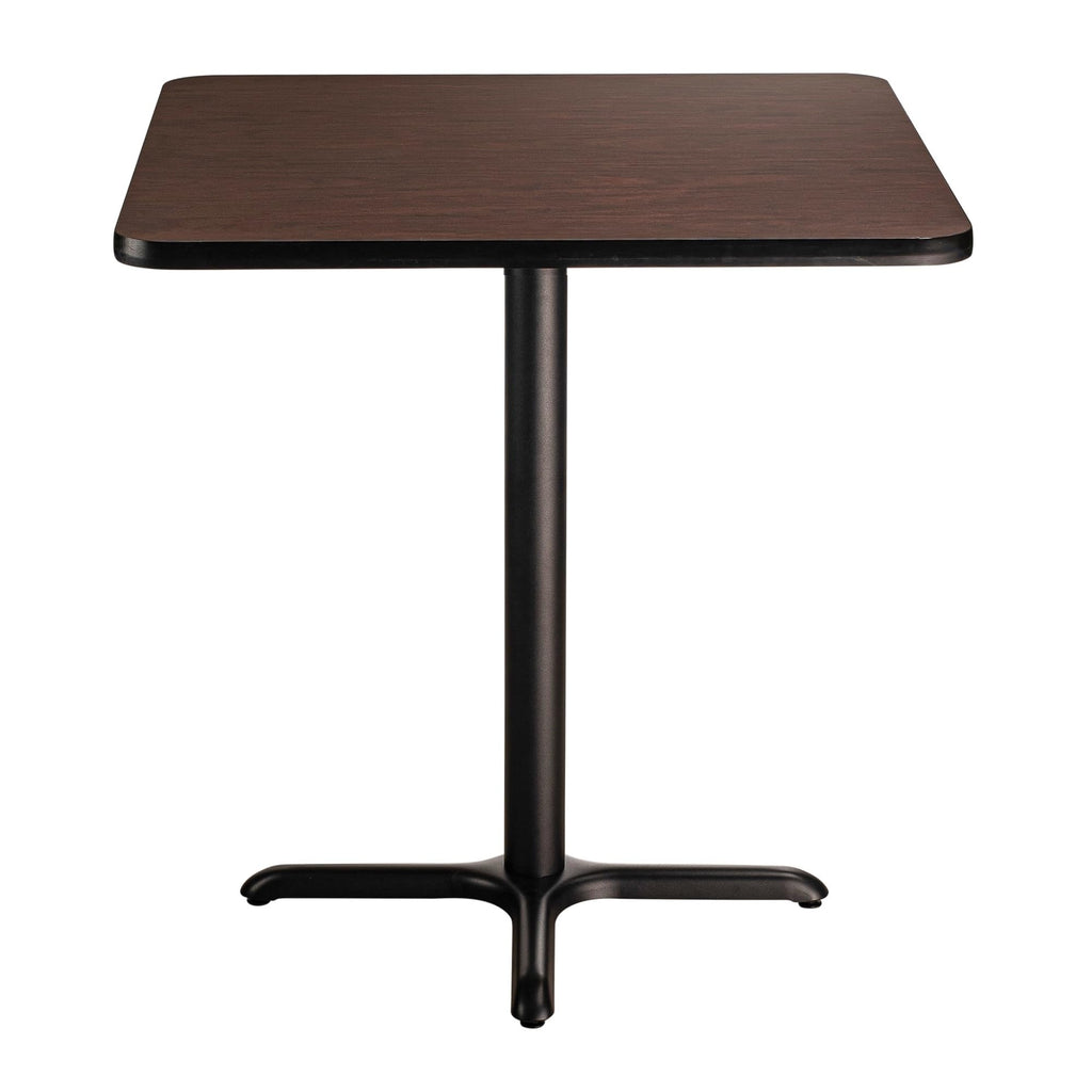 National Public Seating NPS 36" Square Cafe Table with X Base, 36" Height, Particleboard Core/T-Mold, Mahogany Top, Black Frame