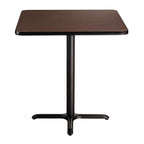 National Public Seating NPS 36" Square Cafe Table with X Base, 36" Height, Particleboard Core/T-Mold, Mahogany Top, Black Frame