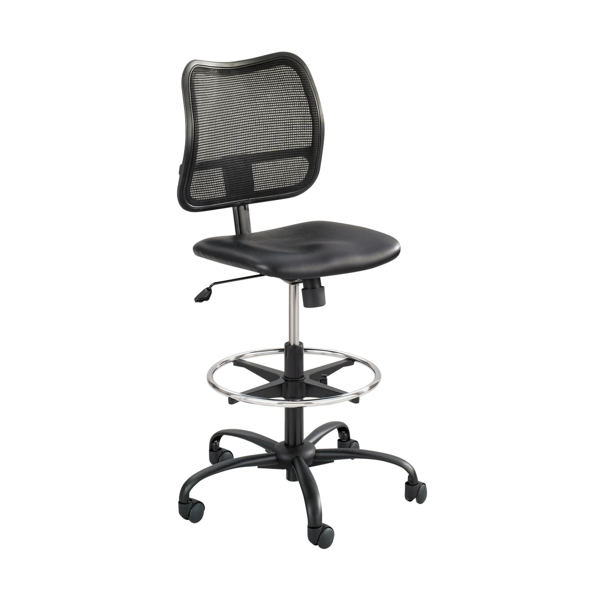 Safco Rolling Chair, Extended Height, Black Vinyl Mesh, Adjustable Height, Supportive Back and Ergonomic Design, 250 lbs Capacity, Black