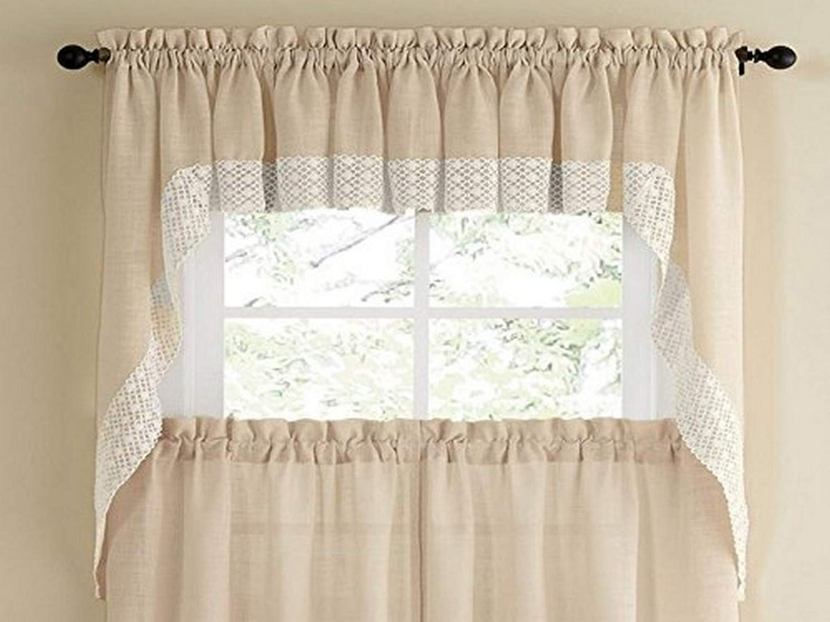 Sweet Home Collection Kitchen Curtain Pair, Swag, Salem French Vanilla
