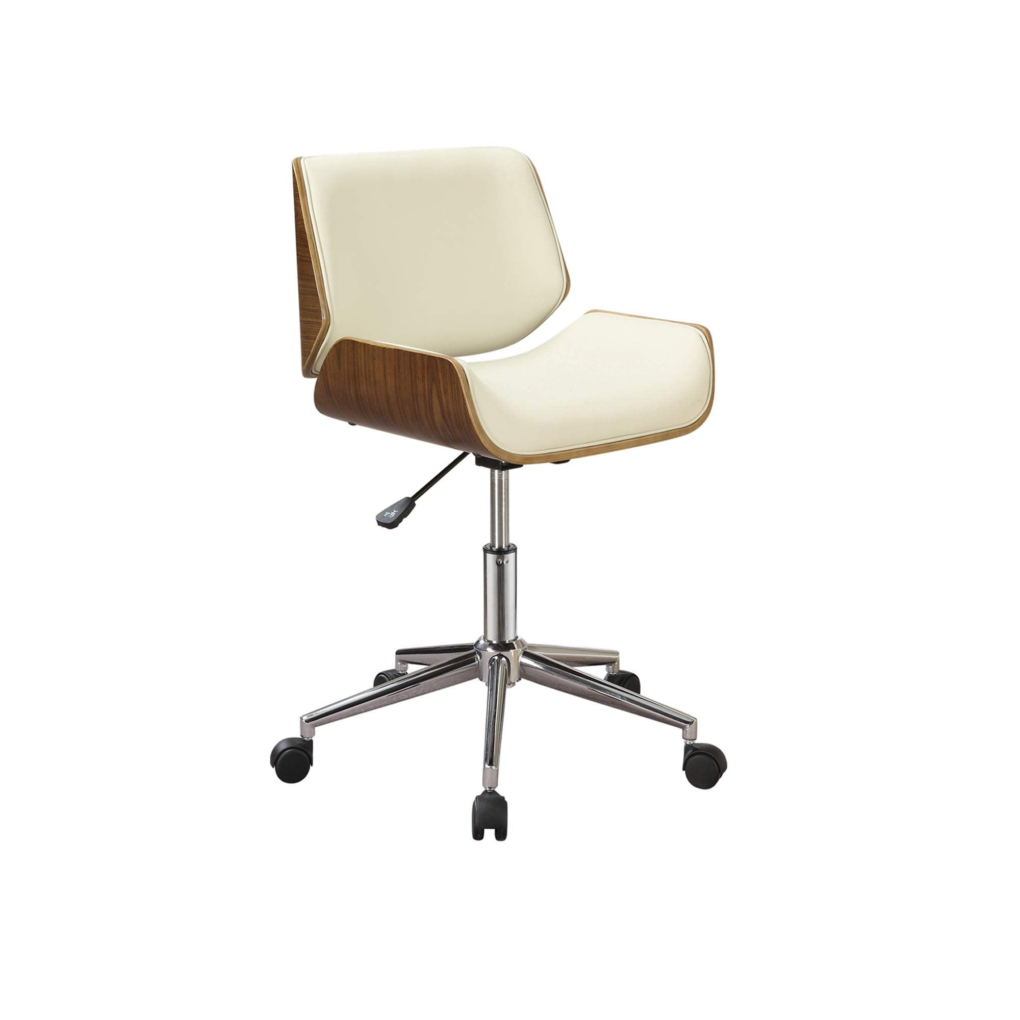 Benzara Bm159076 Contemporary Small-Back Home Office Chair Beige & Walnut