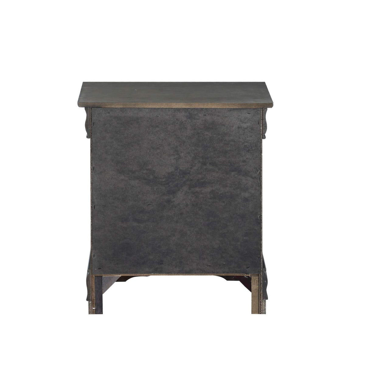 Benjara Wooden Nightstand With Two Drawers And Metal Handles, Gray