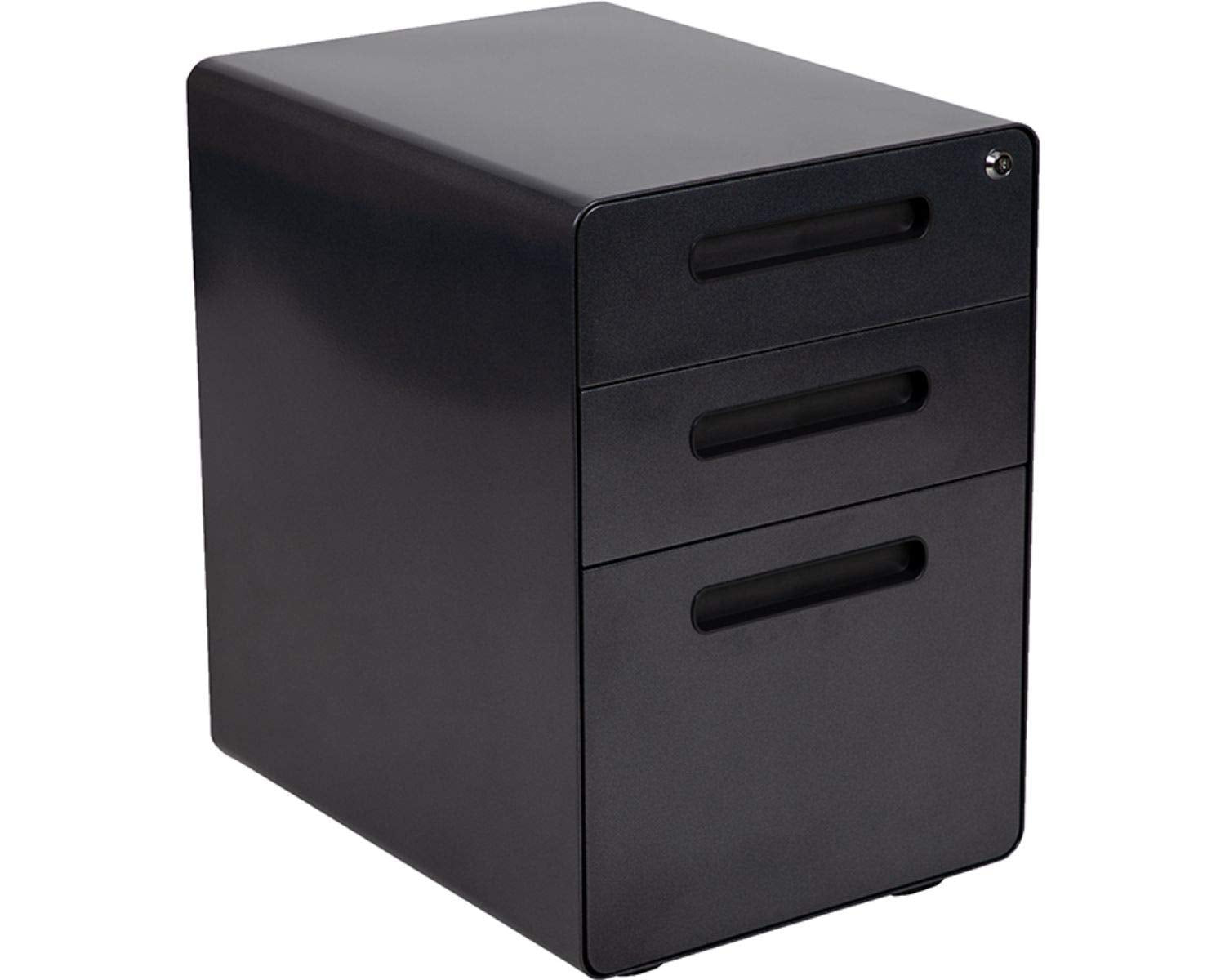 Flash Furniture Wren Ergonomic 3-Drawer Mobile Locking Filing Cabinet - Thumbnail 3
