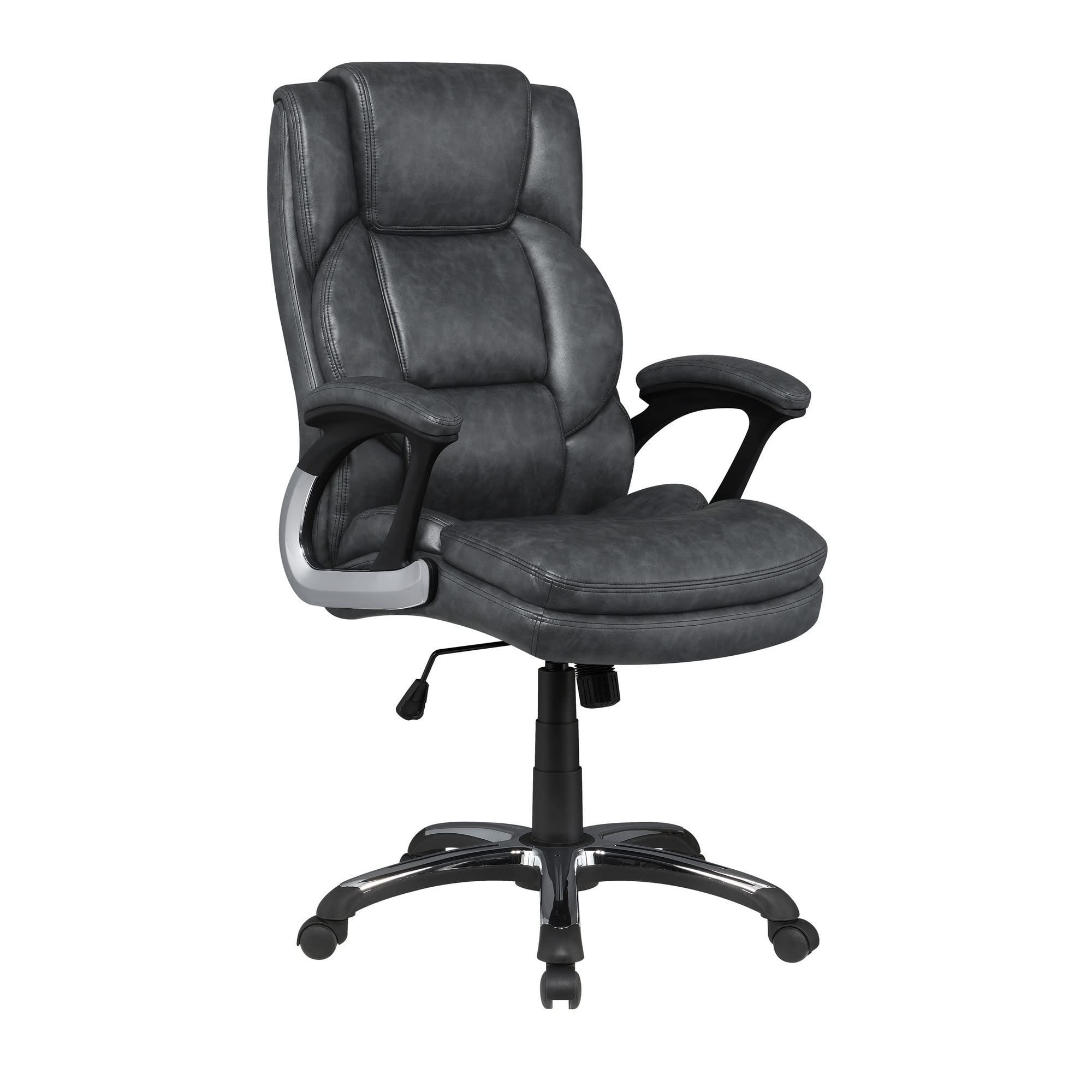 Benjara Bm245881 Leatherette Office Chair With Casters & Padded Arms Gray