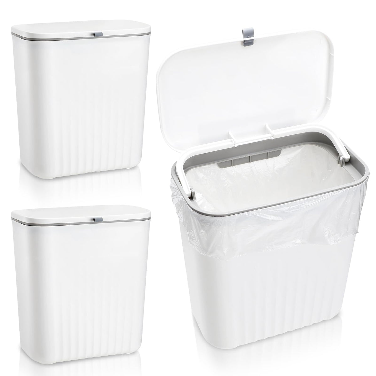 Mifoci 3 Pcs Sanitary Napkins Receptacle Plastic Wall Mounted Bin Flip Top