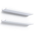 Boswillon 23.6 Inches Long Floating Shelves Wall Mounted, 2 Set Modern White Wall Shelf For Bedroom, Nursery Book Shelf With Lip, Picture Ledge Shelf For Wall Decor Living Room Bathroom Kitchen- White