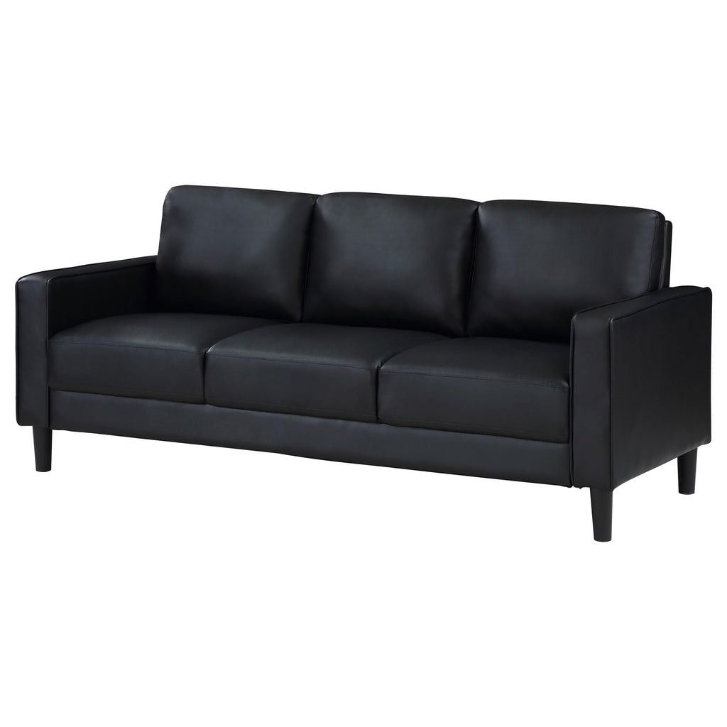 Coaster Home Furnishings Ruth Upholstered Track Arm Faux Leather Sofa Black