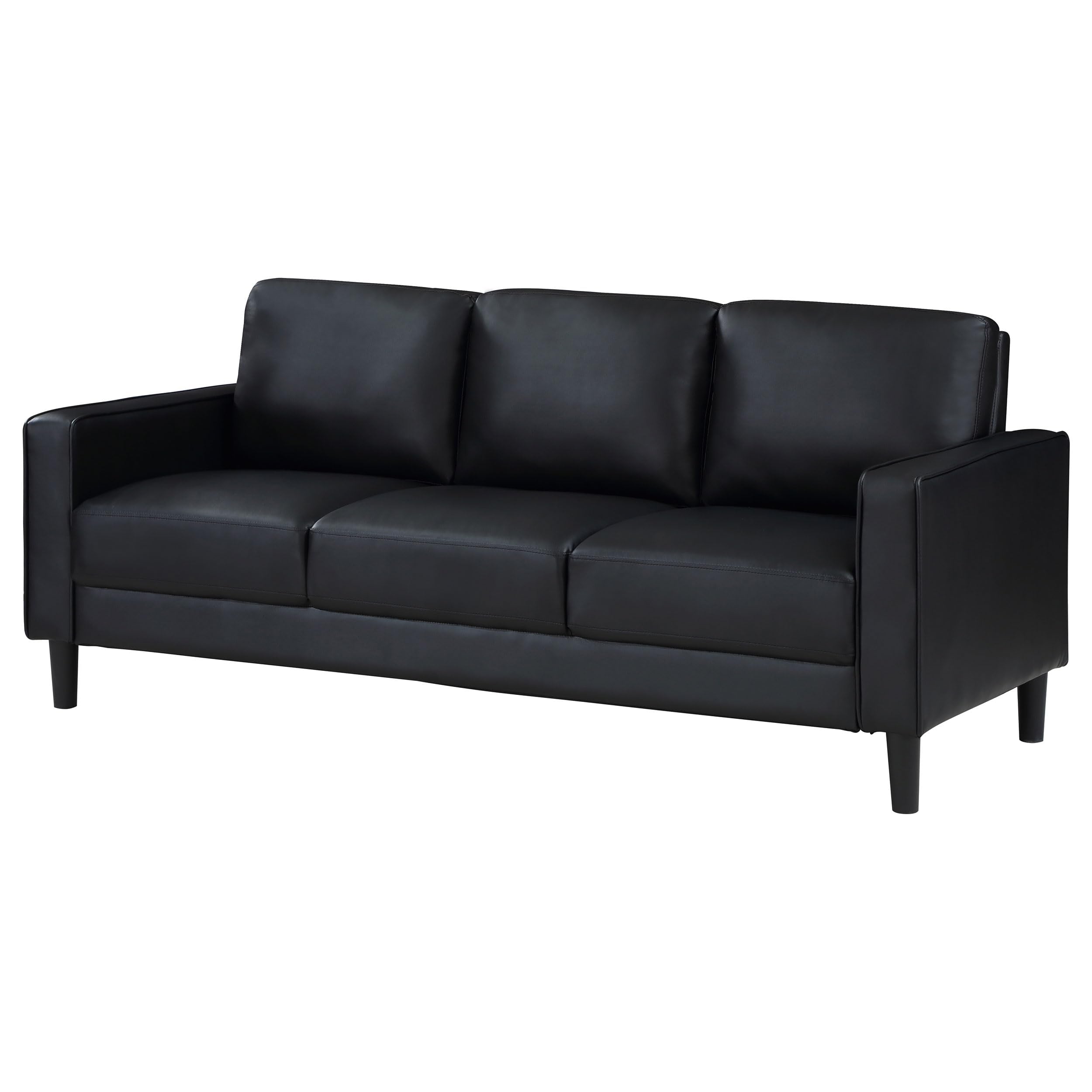 Coaster Home Furnishings Ruth Upholstered Track Arm Faux Leather Sofa Black
