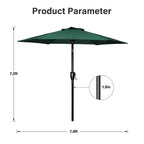 Simple Deluxe 2 Pack 7.5' Patio Umbrella Outdoor Table Market Yard Umbrella With 6 Sturdy Ribs For Backyard, Pool, Garden, Deck, Green