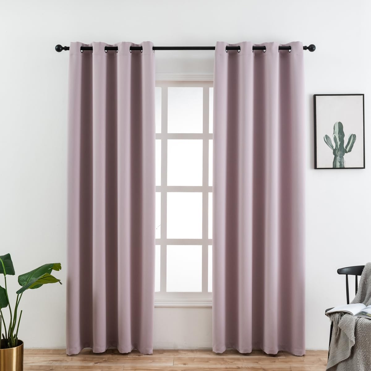 Mangata Casa Lavender Blackout Curtains Grommets 2 Panels For Bedroom-Window Curtain Drapes For Living Room-Darkening Thermal Dr