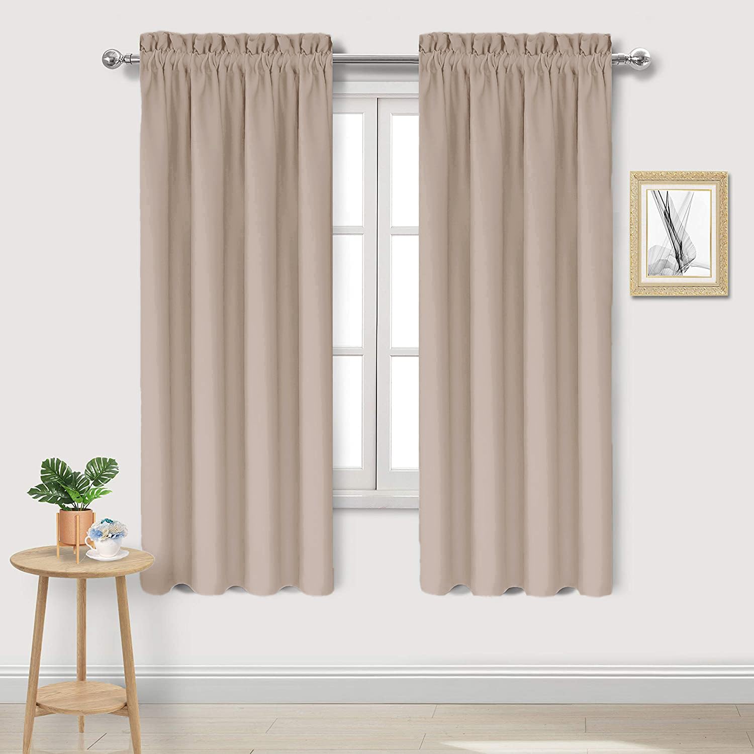 Dwcn Blackout Curtains For Living Room Thermal Insulated, Energy Saving & Noise Reducing Bedroom Curtains, Camel, W 38X L 63 Inc