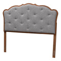 Baxton Studio Leandra Classic And Traditional Grey Fabric And Walnut Brown Finished Wood Queen Size Headboard