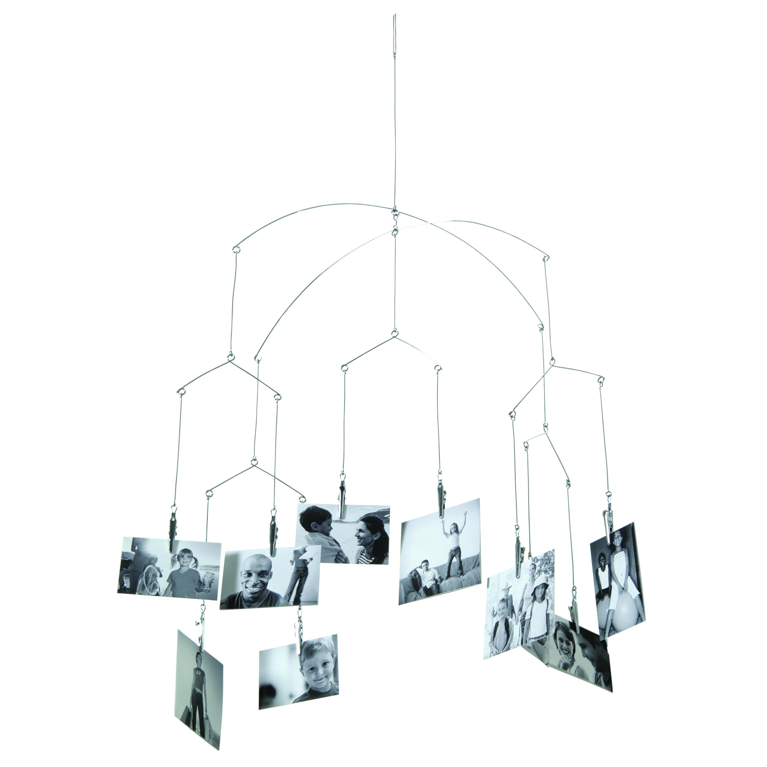 Kikkerland Floating Hanging Photo Display, Photo Hanger Picture Collage, Wall Bedroom Decor, Customizable & Unique Display, Chro